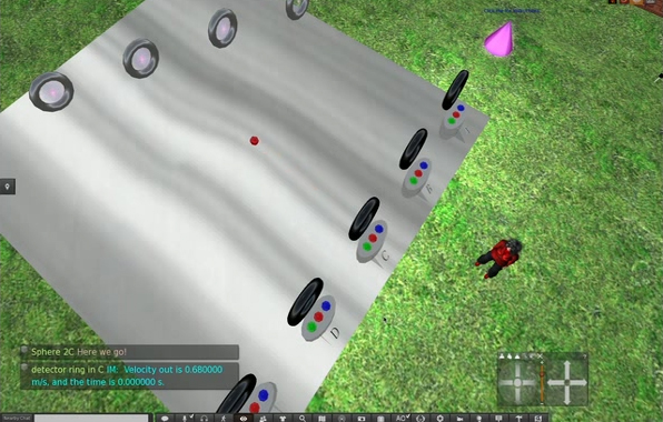 A place in a virtual world with 5 'alleys', with rings at the end of the alleys.