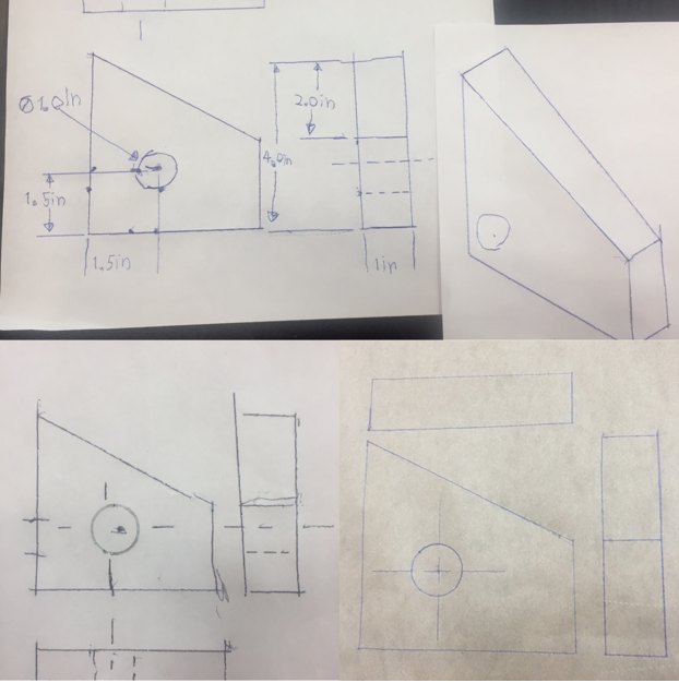 Photographs of sketches of different shapes with measurements.