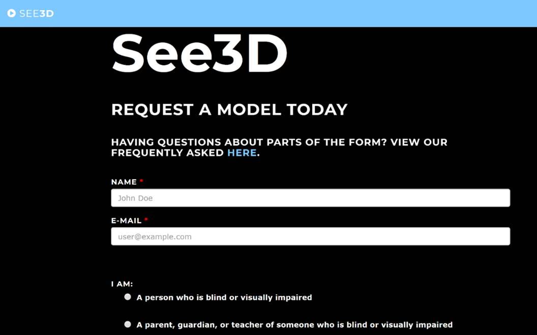 A page for See3D for users to request a model